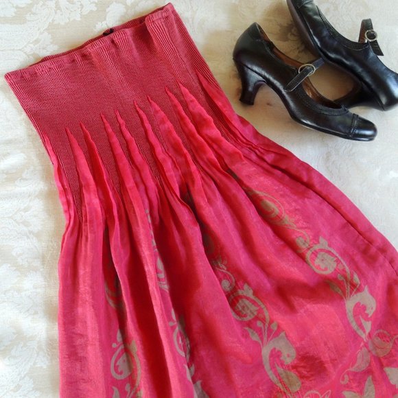 Anthro Lapis Pink Convertible Strapless Dress Skirt OS - Picture 1 of 8